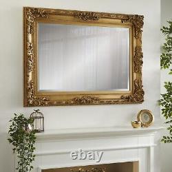 Rectangular Wall Mirror Carved Louis Gold Ornate Frame H110cm x W 80cm x D 6.5cm