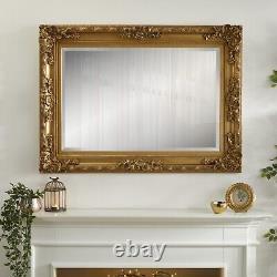 Rectangular Wall Mirror Carved Louis Gold Ornate Frame H110cm x W 80cm x D 6.5cm