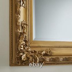 Rectangular Wall Mirror Carved Louis Gold Ornate Frame H110cm x W 80cm x D 6.5cm