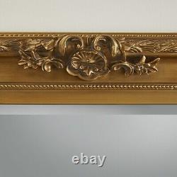 Rectangular Wall Mirror Carved Louis Gold Ornate Frame H110cm x W 80cm x D 6.5cm