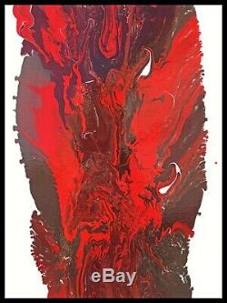 Red Abstract Gold Modern Canvas Wall Art Painting Framed ORIGINAL Resin X Willis