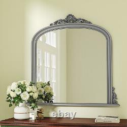 Retro Vintage Arched Wood Frame Wall Mirror for Dressing Room Bathroom Barbers