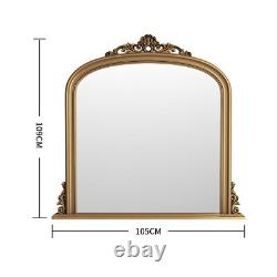 Retro Vintage Arched Wood Frame Wall Mirror for Dressing Room Bathroom Barbers