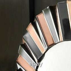 Rose Gold Wall Mounted Round Mirror 3D Effect Contemporary Modern Style