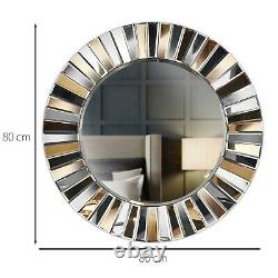 Rose Gold Wall Mounted Round Mirror 3D Effect Contemporary Modern Style