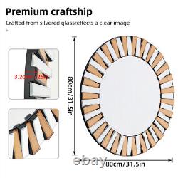 Rose Gold Wall Mounted Round Mirror Bevelled Glass Mirror Living Room Furniture
