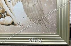 Rose gold Angel wings wall art picture with liquid art, crystals champagne frame