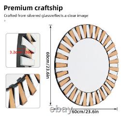 Round Bathroom Mirror Wall Mounted Bevelled Glass Mirror Makeup Dressing Mirror