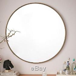 Round Feature Contemporary Gold Circular Frame Wall Mounted Mirror Circle Design