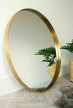 Round GOLD Metal Framed Wall Mirror Decoration Bedroom Hallway 80cm HOME DECOR