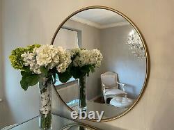Round Metal Wall Mirror Gold Frame Modern Extra Large Hanging Industrial 100 cm