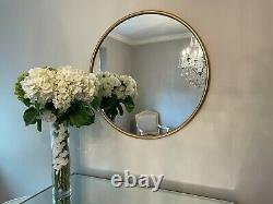 Round Metal Wall Mirror Gold Frame Modern Home Decor Large Hanging Industrial