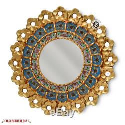 Round Mirror for wall decor set 3, Sunburst Mirrors Decorative Peru, Gold framed