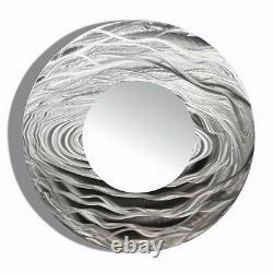 Round Silver Wall Mirror Metal Wall Art Accent for Modern Home Decor Jon Allen