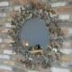 Round Wall Hanging Mirror Dusty Gold Metallic Finish Metal Butterfly Frame
