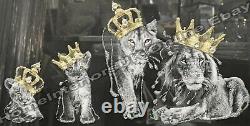 Royal Lion king lioness queen 2 cubs gold Crowns phrases chrome frame pictures