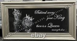 Royal Lion king, lioness queen Silver Crowns, phrases & champagne frame pictures