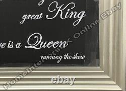 Royal Lion king, lioness queen Silver Crowns, phrases & champagne frame pictures