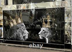Royal Lion king, lioness queen gold crowns, liquid art & mirror frame pictures