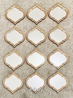 SET OF 12 GOLD MOROCCAN ART DECO Hand painted MIRRORS WALL ART Morroccan MIRROR