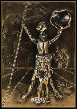 Salvador Dali Bronze Wall Relief Sculpture Don Quixote Gold Surreal Signed Art