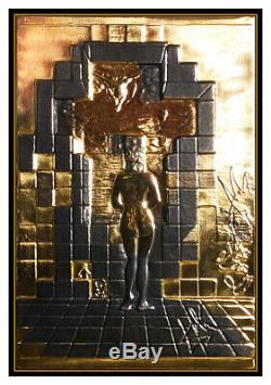 Salvador Dali Gold Edition Bronze Relief Sculpture Lincoln In Dalivision Signed