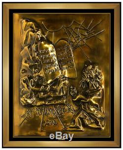 Salvador Dali Gold Edition Bronze Sculpture Wall Relief Signed Ten Commandments
