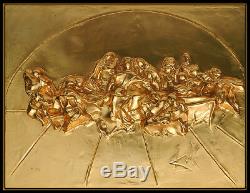 Salvador Dali The Last Supper Gold Relief Bronze Sculpture Signed Surreal Art