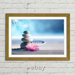 Sand Lily and Zen Stones Canvas Framed Print Picture Wall Art