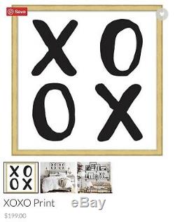 Set of 2 Pottery Barn XO XO Print Gold Picture Frame Wall Art $398 Value