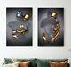 Silver Gold Metallic 3D Effect Lovers Couple Art SET OF 2 WALL CANVAS or Print