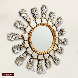 Silver & Gold Round Sunburst Mirror 19.8 from Peru, Accents golden Mirror wall