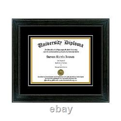 Single Diploma Frame with Double Matting in our Black SPT 1.5 Wood Moulding