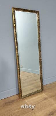 Slimline Gold Gilt Style Bevel Edged Hall Wall Mirror
