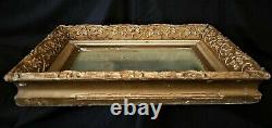Sm wall mirror FRAME, Classical, gold gilt, twig/vine motif, c1890, 14.5