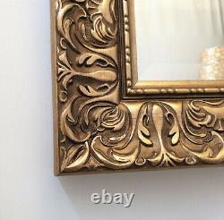 Small Ornate French Wall Mirror Gilt Finish Frame Antique Gold Bevelled 56x46cm