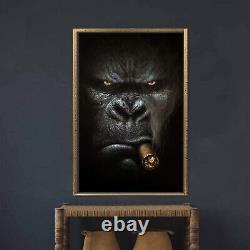 Smoking Gorilla Wall Art, Gorilla Poster, Canvas Wall Art, Smoking Monkey Wall