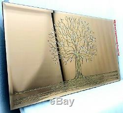 Sparkly Silver Gold Glitter Fruit Tree Mirrored Wall Hanging Art 100xH60cm