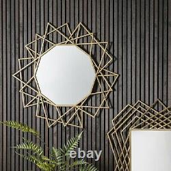 Specter Large Round Modern Unique Gold Feature Overmantle Metal Wall Mirror 96cm