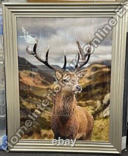 Stag in highlands wall art with liquid art & champagne step frame décor picture