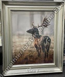 Stag wall art with liquid art and champagne cove frame home décor picture