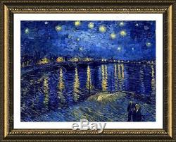 Starry Night Over The Rhone by Vincent Van Gogh Framed canvas Wall art HD