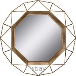 Stonebriar SB-6137A Gold Geometric Wall Mirror, 30 x 30 Antique
