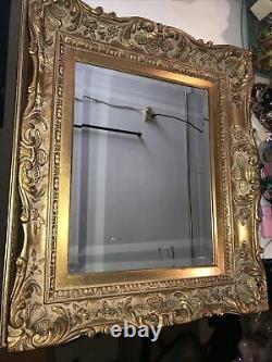 Stunning Ornate Gold Solid Wood 24x28 Rectangle Beveled Framed Wall Mirror