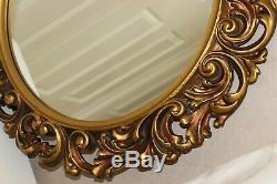 Stunning Vintage Large Gold Ornate Wall Hanging Mirror 23.5 x 23.5