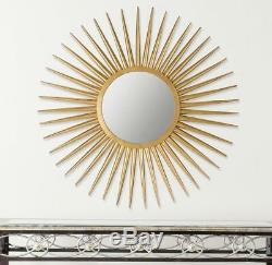 Sunburst Accent Mirror Wall Mounted Metal Iron Gold Finish Frame For Hallway
