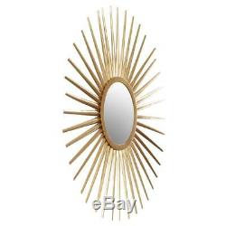 Sunburst Accent Mirror Wall Mounted Metal Iron Gold Finish Frame For Hallway