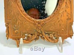 Superb Antique French Rose Gold Gilt Bronze Floral Wall Mirror Or Picture Frame