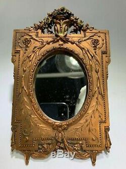 Superb Antique French Rose Gold Gilt Bronze Floral Wall Mirror Or Picture Frame