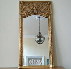 TALL Gold Gilt French Louis Vintage Antique Ornate OVERMANTEL Wall Frame Mirror